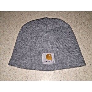 Carhartt Mens Beanie Hat OSFA Made in USA Gray Acrylic Logo